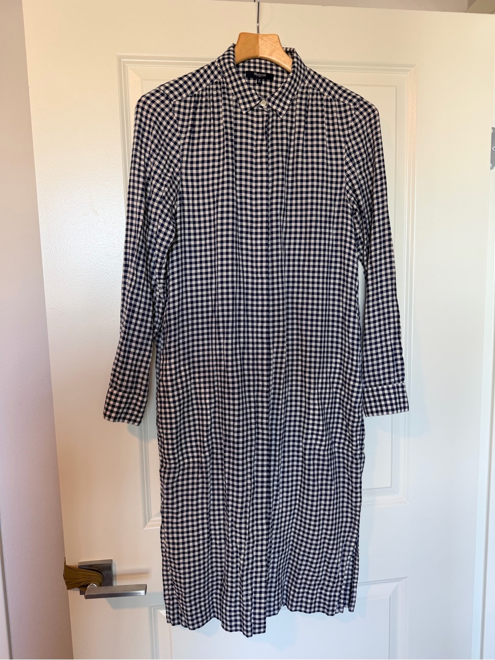 Madewell Gingham Cotton Maxi Shirt Dress Blue M